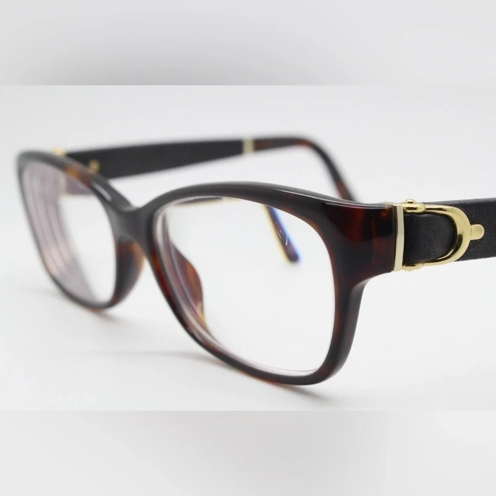 Gucci Full Rim Frame Glasses for Women Brown Tortoiseshell Frame & Leather Sides